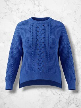 On 34th Plus Size 2X Royal Blue High Low Cotton Blend Sweater